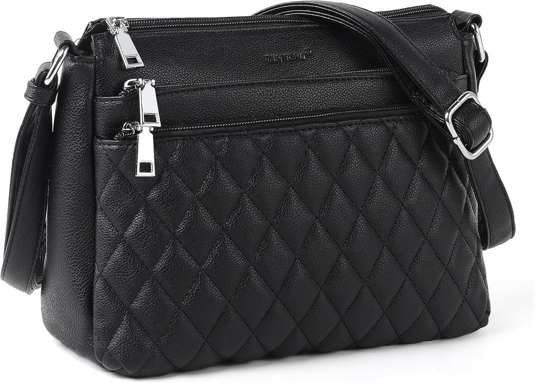 TANTOMI Purses for Women Crossbody Bags for Women Medium Crossbody Purses Shoulder Bags with Multi Zipper Pocket (Black)
