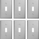 6-Pack Single Toggle 1-Gang Wall Switch Plate Cover Stainless Steel Light Switch Covers, Brushed Finish, Silver