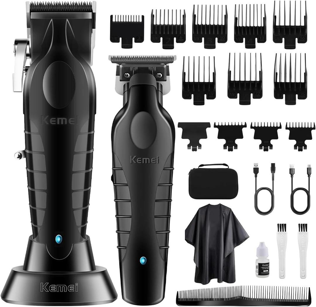 KEMEI Hair Clipper and Trimmer Set Professional Cordless Hair Clipper for Men Electric Beard Trimmers Barber Hair Cuttings Kit, T Blade Trimmers for Men, KM-2296KM-2299