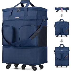 Hanke Expandable Collapsible Luggage with Wheels Suitcase Luggage Rolling Travel Bag Duffel Bag for Men Women Lightweight Suitcase Large Capacity with Spinner Wheel (Blue) (Blue Upgrade Version 2)