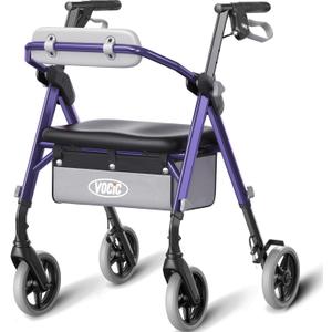VOCIC Walkers for Seniors, Z11 Rollator Walker with Seat, Max 380 lbs, Avant Walkers with Ergo Seat & Backrest, Foldable Rollator Adjustable Height, All Terrain Walker, Lightweight