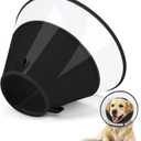 Dog Cone Collar with Soft Padding to Stop Licking, Elizabeth Recovery Collar After Surgery for Large Medium Small Dogs, Comfortable Pet Head Cone Alternative for Neutering Spay Injury (L(Depth: 9.8, Girth:12-18), Light Black)