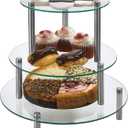 3 Tier Round Tempered Glass Display Stand 9, 11, 13 for Cake, Cupcakes, Desserts, Bakery, Appetizers  Set of 3 Glass Retail Display Raiser. (Clear)