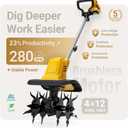 Cordless Brushless Garden Tiller Cultivator Compatible with dewalt 20v Battery (Tool Only), 10 Wide 7 Deep Electric Soil Rototiller, 48-Tine Mini Rotary Areator for Garden Beds & Soil Preparation