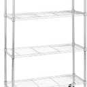 Amazon Basics 4-Shelf Adjustable Heavy Duty Storage Shelving Unit with Wheels, No-Tool Easy Assembly, Garage Shelving, Metal Wire Rack with Casters and Leveling Feet, 36" x 14" x 57.8", Chrome