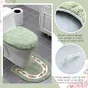 3 x Drydiet 3 Pcs Rose Flowers Bathroom Rugs Set Coquette Room Decor Floral Bath Mat U Shaped Toilet Rug Non Slip Absorbent Floral Bath Carpet (Green)