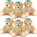 Aoriher 6 Pcs Class of 2026 Gifts Graduation Teddy Bears, 14 Inch Khaki Cute Soft Plush Stuffed Bears Animals with Cap, Diploma, Congratulations Sash, End of Year Gift for Kids Girl Boy Adult(Green)