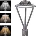 LED Post Top Light 30/50/75W Adjustable 9750 LM 3000/4000/5000K LED Circular Area Light Outdoor Pole Lights with Photocell, IP67 Parking Lot Lights Fixture Commercial Lighting, 100-277V ETL&DLC Listed
