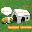 Amonk Guinea Pig Hideout 15x9x10 inch Large Size Wooden House with Window and Roof Wood Hut Habitats Decor for Bunny, Chinchillas, Dwarf Rabbits, Hamsters, and Other Small Pet Animals
