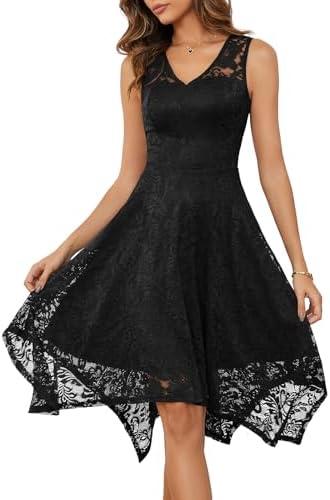 Meetjen Women's Cocktail Party Dresses 2025 Handkerchief Hem Lace Formal Wedding Guest Bridesmaid Fancy Prom Dress XL
