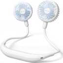 AMACOOL 2600mAh Portable Neck Fan, Wearable Hands-Free Battery Operated with Ultra Quite & Strong Wind, 360 Adjustable Personal Fan Gifts for Women Hot Flashes Home Cruise Travel Outdoor Sports-White