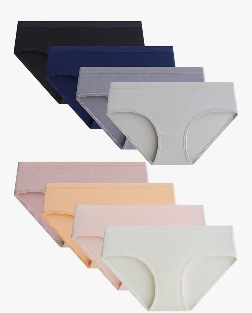 Adorel Teen Girls Underwear Cotton Panties Briefs Solid Color Pack of 8, Size L