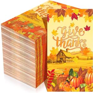 Karenhi 150 Pieces Thanksgiving Guest Napkins 3 Ply Disposable Paper Napkins Autumn pumpkin Disposable Hand Paper Towels Harvest Fall Decorative Guest Napkins Guests Towel for Thanksgiving Holiday