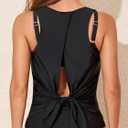 Smismivo Tankini Tops for Women Open Back Swim Tank Top Bathing Suit with Padded Sports Bra Bikini Top Two Piece No Bottom (Black, M)