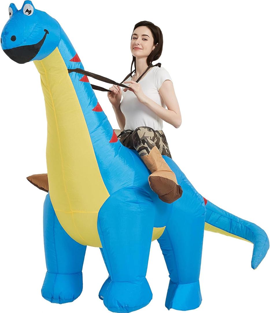 One Casa Inflatable Dinosaur Costume Riding Diplodocus T Rex Air Blow up Funny Party Halloween Costumes for Adult