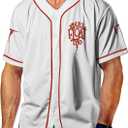Mens Jersey Shirt V Neck Short Sleeve, Graphic Baseball Sports Tee, Casual Streetwear Button Shirt for Summer, XXL
