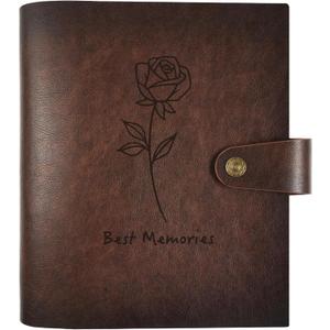 Photo Album 4x6 200 Pockets, Genuine Leather Photo Albums 200 Photos with Writing Space 30 Writing Paper, Family Wedding Travel Kids Graduation Ultrasound Baby Picture Album Scrapbook, Mother Gifts
