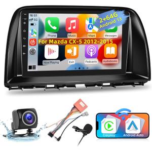 [2+64G] for Mazda CX-5 2012-2015 Car Radio with Wireless Carplay and Android Auto - 9 Inch Touch Screen Android Car Stereo - DSP/Multiple UI/WiFi/GPS Navi/SWC + AHD Backup Camera