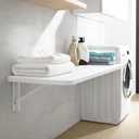 Laundry Folding Table, 32'' x 16'' Wooden Wall Mount Desk, Laundry Table for Folding Clothes, White, 32'' Length