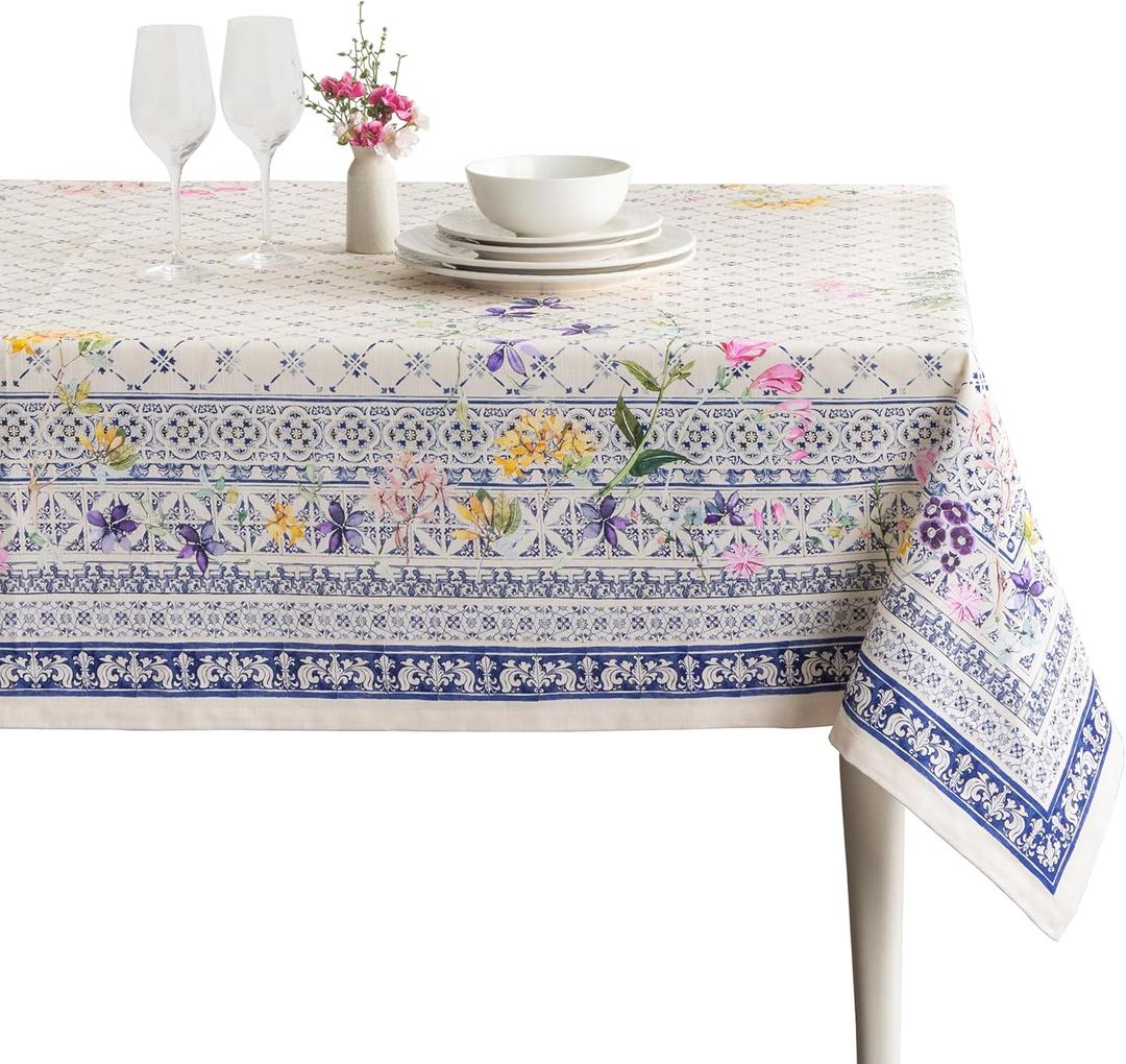 Maison d' Hermine Table Cloth Rectangle Table 100% Cotton 70 x 140 Inches Tablecloth Reusable Decorative for Dining Kitchen Room Farmhouse Home Gifts for Mothers Day Spring Summer - Faience