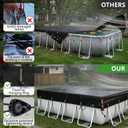 QH.Home 9x18ft Rectangular Pool Cover,[Ultimate Windproof & Tear-Resistant Fabric], Snug Fit with Patented Ratchet & Weight Rings,Solar Pool Cover for Above Ground Pools, Blocks Leaves &Waterproof