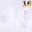 Ledido 10’’ Acrylic Number Charcuterie Board Box, Reusable Fillable Serving Tray for Candy Cake Fruit Snack, Easy-Clean Acrylic Charcuterie Tray for Birthday Anniversary Party Decorations, Number 16