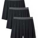 DAVID ARCHY Mens Underwear Bamboo Rayon Boxers for Men Breathable and Cool Men's Boxer Shorts with Button Fly 2  Pack (L,Black)