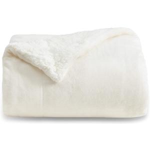 Bedsure GentleSoft Sherpa Fleece Throw Blanket for Couch, Non-Heated, Thick and Warm Throw for Women and Men, Soft Fuzzy Plush Blanket for Spring, Cream, 50x60 Inches