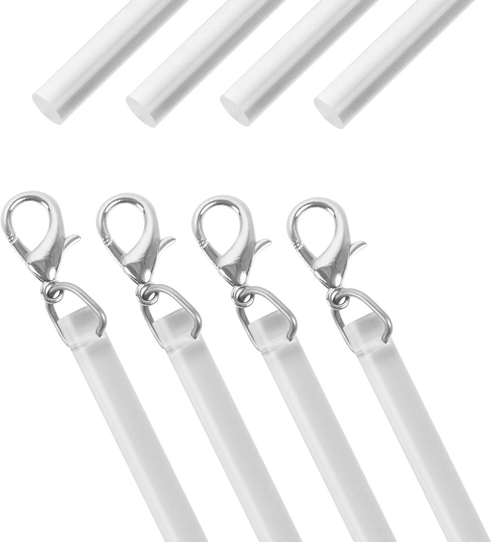 Curtain Pull Wand,2Pcs 30 Inches and 2Pcs 17 Inches Acrylic Clear Curtain Rod with Hook Ideal for High Hanging Curtain Opening-Closing(Clear)