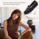 DeYashopin Women's Loafer Shoes Leisure Slip On Work Shoes Comfort Walking Flats (10 Wide, Black Leather)