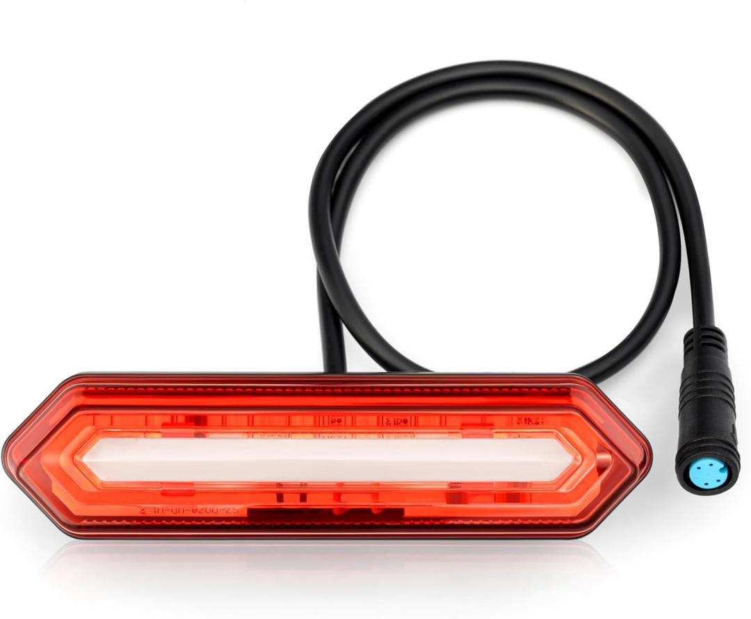 MACFOX X1S Ebike Rear Tail Light, Red, Water Resistant, Frame Mount, 1 Setting, Battery Powered