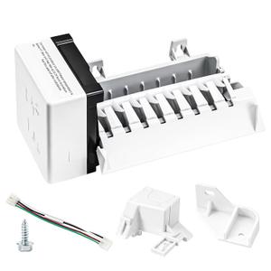 2198597 Ice Maker, 185W 115V 60Hz, Compatible with Whirlpool Maytag KitchenAid Amana Refrigerator, Replaces W10122502 626663 1016069 2198678, High Efficiency Ice Making