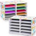 Dispowreath 2 Pack 10 Slots Construction Paper Storage, Classroom Mailboxes, Back to School Literature Cardboard Paper Organizer for Teacher, Office, 19.7 x 12.4 x 11.8 Inches(Multicolor,Stationery)