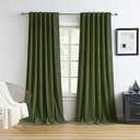 MUMFAS Luxury Velvet Curtains 96 Inches Long 2 Panels Burg, Olive Green Room Darkening Curtains/Drapes for Bedroom Living Room Back Tab Rod Pocket W52 x L96