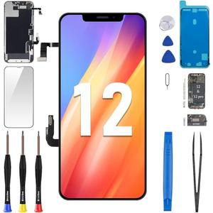for iPhone 12/12 Pro Screen Replacement 6.1" with Ear Speaker Proximity Sensor 12Pro 3D Touch LCD Display Digitizer Full Assembly Front Earpiece Repair Kits Fix Tools A2172 A2402 A2403 A2404