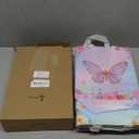 Locmeo 24 Pcs Butterfly Party Favor Bags with Handles Reusable Non Woven Butterfly Goodie Bags Pink Blue and Purple Candy Treat Gift Bag for Girl Boy Birthday Baby Shower Party, 8 x 4 x 10 Inch