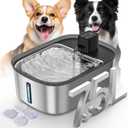Wireless 7.5l/254oz/2Gal Dog Water Fountain for Large Dogs Stainless Steel, Quiet Pet & Cat Water Fountain with Motion Sensor, Automatic Water Dispenser for Dogs&Multi-Pet Homes Continuous Fresh Flow