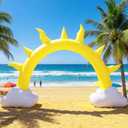 10 Ft Summer Sun Inflatables Arch Giant Sun Inflation Arch with LED Light Sunshine Theme Blow Up Archway for Summer Birthday Baby Shower Tropical Beach Pool Party Yard Lawn Blow-Up Backdrop Decor