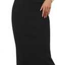 Allegra K Women's Sweater Skirts Ribbed Knit Elastic High Waist Stretchy Slit Casual Office Pencil Midi Skirt (Large)