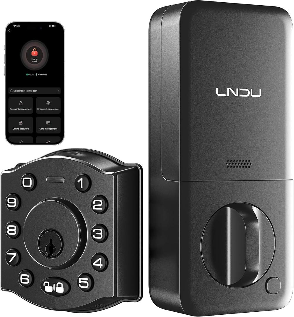 Smart Keyless Entry Door Lock, Smart Locks for Front Door, Works with APP Remote Control, Alexa, Google, Siri, Auto Unlock, keypad deadbolt, WiFi, Fingerprint Door Lock