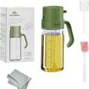 2-in-1 Green 18oz / 550ml - Olive Oil Sprayer for Cooking,Salad and BBQ, Leakproof Oil Dispenser for Frying, Glass OliveOil Multifunctional Sprayer / Dispenser Bottle for cooking, Oil Mister Bottle
