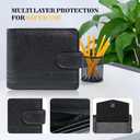 Wallet for men Slim RFID Leather 2 ID Window, mens wallets leather, billeteras de hombres, Anti-Theft Band (A-Black)
