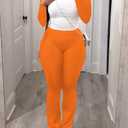 Nimsruc 2 Piece Outfits for Women Casual Sweat Sets Long Sleeve Matching Set Jogging Suits Tracksuits Orange M