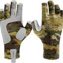Riverruns Fishing Gloves UPF 50+ Sun Gloves UV Protection Men Women for Outdoor, Kayaking, Rowing, Paddling, Canoeing, Hiking (Medium, CamoQuag)
