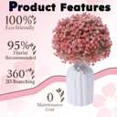 30 Pcs Pink Artificial Baby's Breath Flowers, Lifelike Rubber Fake Gypsophila Bouquets, 8.26" Short Stems with 1350 Blooms for Wedding Centerpieces, DIY Floral Arrangements & Home Decor
