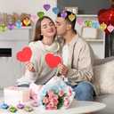 Geosar 30 Pack Conversation Heart Ornaments Valentines Day Decorations, Glitter Matte Heart Shaped Hanging Baubles for Christmas Tree Wedding Home Decor (Gold,Blue,Pink,Green,Purple)