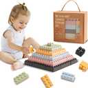 Silicone Blocks Soft Building Blocks, Montessori Educational Toy Soft Baby Blocks for Teething Gifts, Large Sensory Stacking Toys for Preschool Learning Creative Play, 20PCS