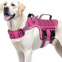 Dog Harness for Large Dogs Heavy Duty, No Pull Tactical Dog Harness with Molle System, Easy On and Off Service Dog Vest, Breathable Padded, Adjustable Reflective Pet Vest for Walking Hiking Training (L(Neck:18-24",Chest:25-36"),45-80 lbs, Pink)