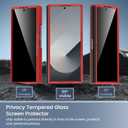 Maxdara for Samsung Galaxy Z Fold 6 Case, [Privacy Tempered Glass Screen Protector] [Support Wireless Charging] [Shockproof Hard Protective] Slim Fit Phone Case for Z Fold 6 5G (Red)