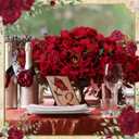 XunYee 12 Bundles Burgundy Artificial Flowers Bulk Wedding Decorations Favors Red Roses Fake Silk Flowers Bouquets Realistic Florals Arrangements Decor for Outdoor Wedding Table Centerpieces